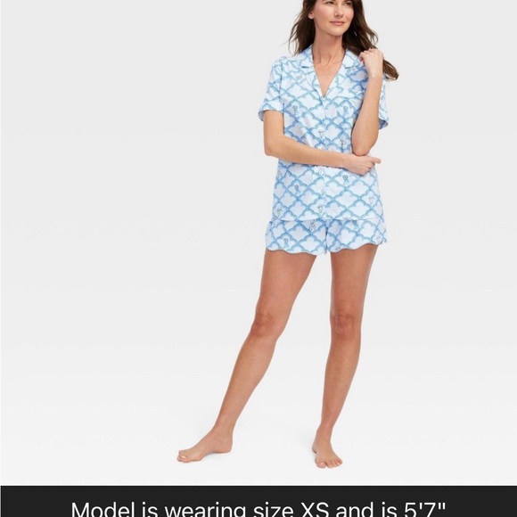 Roller rabbit x target Women's Geo Trellis Short Sleeve Pajama Set NWT XXS - Picture 3 of 4